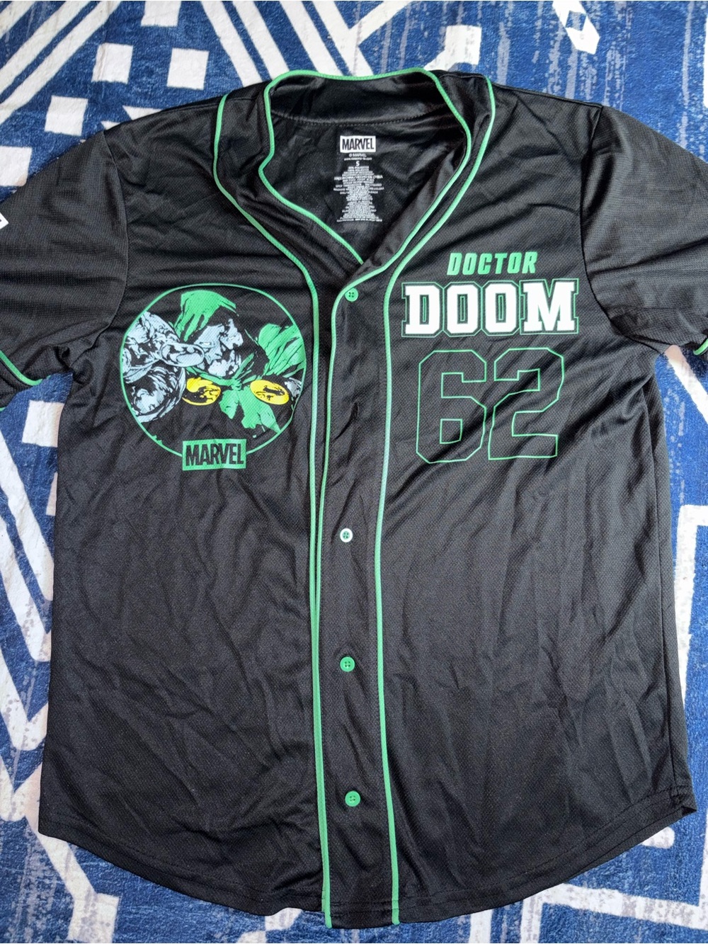 Marvel Doctor Doom Black & Green Baseball-Style Jersey
